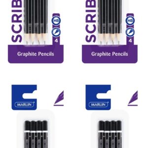 Scribblers HB End Dipped Pencils 4’s Hb End Dipped Pencil Black & Silver Striped Blister Card 4’s