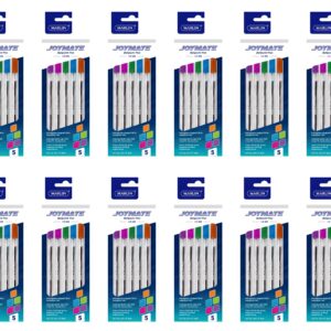 Free Styler Transparent Medium Point Pens JOYMATE Ballpoint Pens, Medium Point-1.0mm, Assorted Ink, 5 pcs in a Polybag