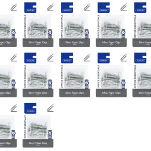 Office Essentials Silver Paper Clips 50mm 50’s Blister Card
