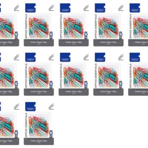 Office Essentials Colour Paper Clips 33mm 100’s Blister Card