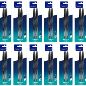 Aqua Glide Gel Ink Pens TRI-gel ink pens, Medium Point-0.7mm, Black Ink, 2 pcs in a Polybag