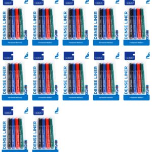Dense Liners Permanent Marker 4’s 4’s Assorted – Black/blue/red/green