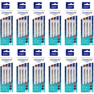 Pure Point Transparent Medium Pens JOYMATE Ballpoint Pens, Medium Point-1.0mm, Assorted Ink, 3 pcs in a Polybag